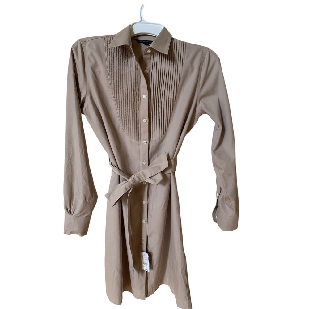 346 Brooks Brothers Women's Beige Long sleeve Button Up Dress Size 6